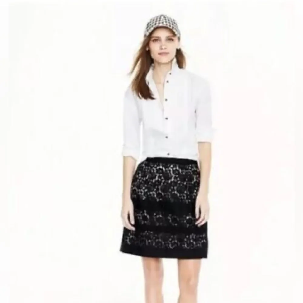 J Crew Floral Lace Contrast Stripe Skirt NWT
